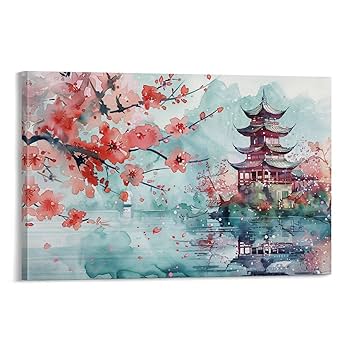 水墨画 自然の風景 木製フレーム 30cm x 23cm 水墨画 自然の風景 木製フレーム 30cm x 23cm 水墨画 自然の風景